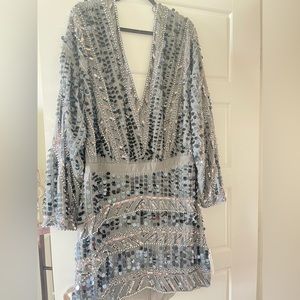 ASOS curve beaded open back cocktail dress